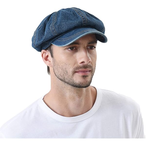 Unisex Japanese Oversized Denim Cotton Newsboy Hats Vintage