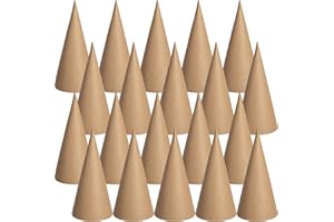 RunNico 20PCS Thick Christmas Paper Mache Cones, 5.9'' x 2.8'' Thick Cardboard Craft Cones, Open Bottom Cone for Christmas Tree Gnomes Decorations DIY Art Crafts