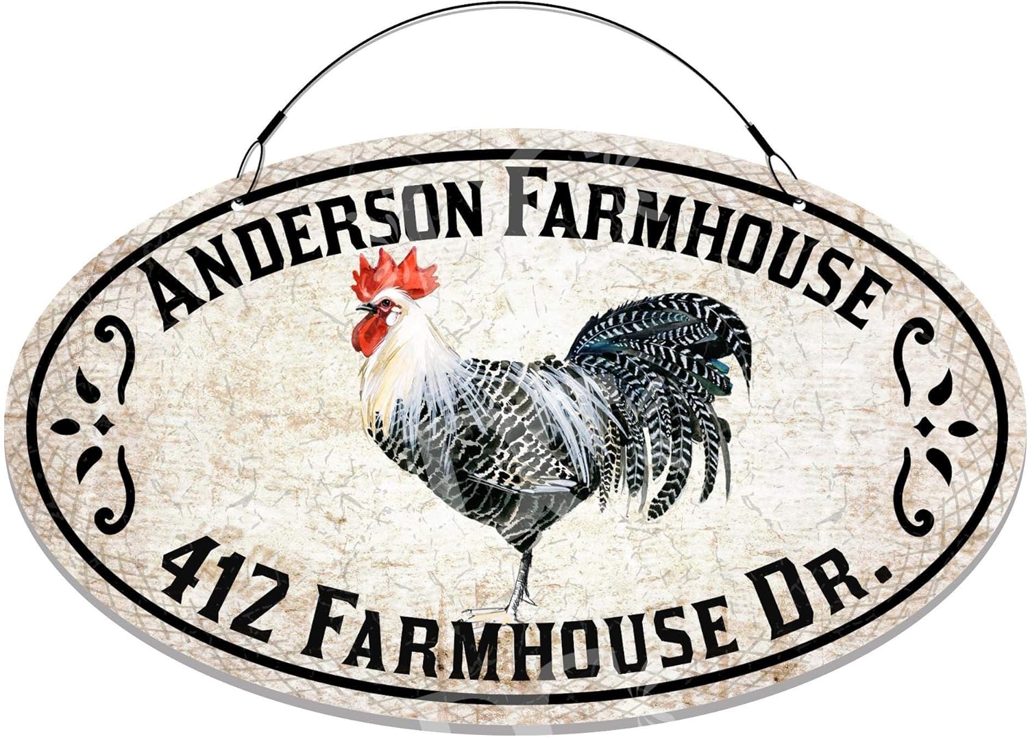 Address Signs - Decorative Concepts Farmhouse Rooster Themed Home Address Large Size Welcome Sign