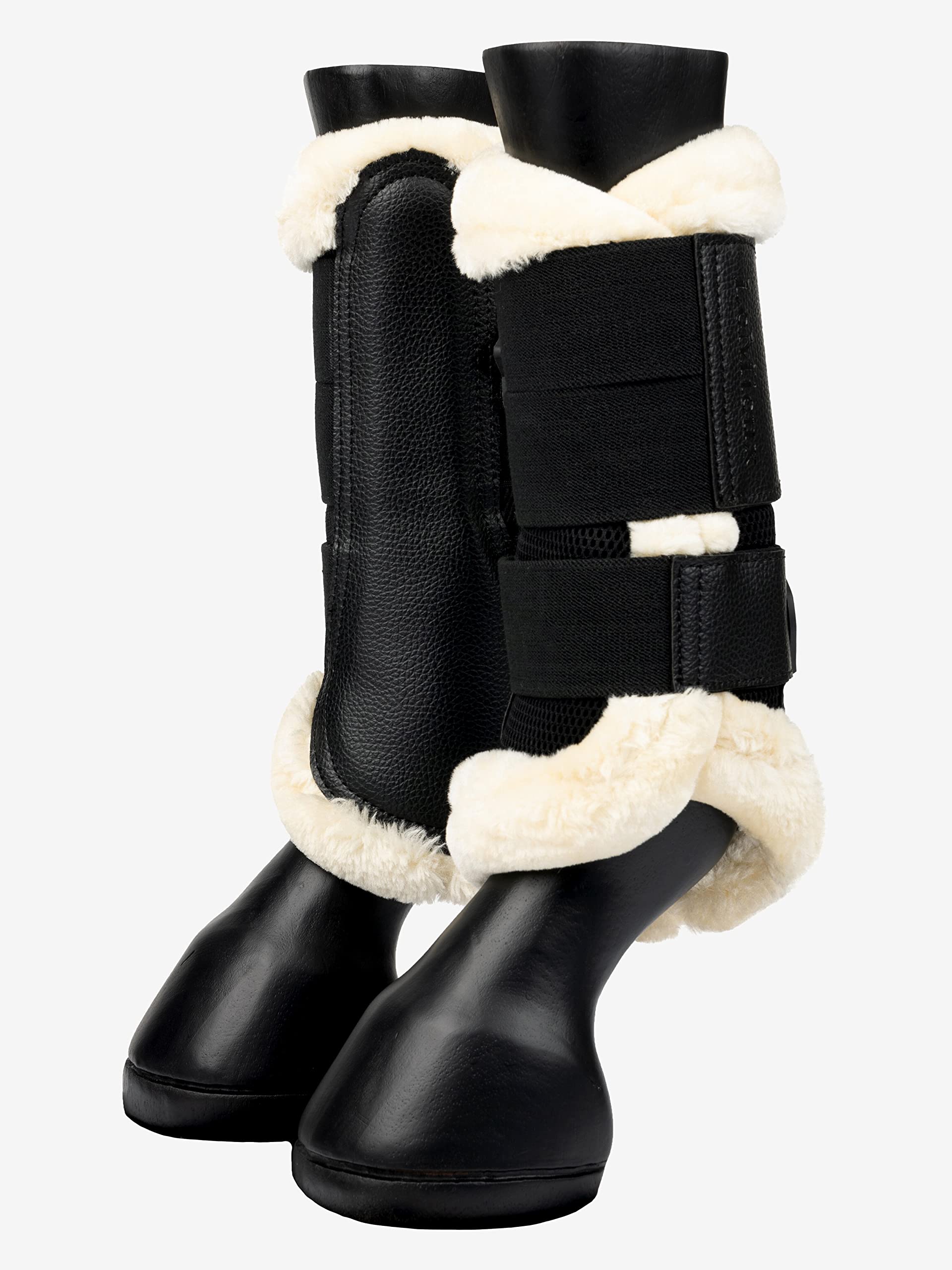 LeMieux Fleece Edge Mesh Brushing Horse Boots - Protective Gear and Training Equipment - Equine Boots, Wraps & Accessories (Black Natural/X-Large)