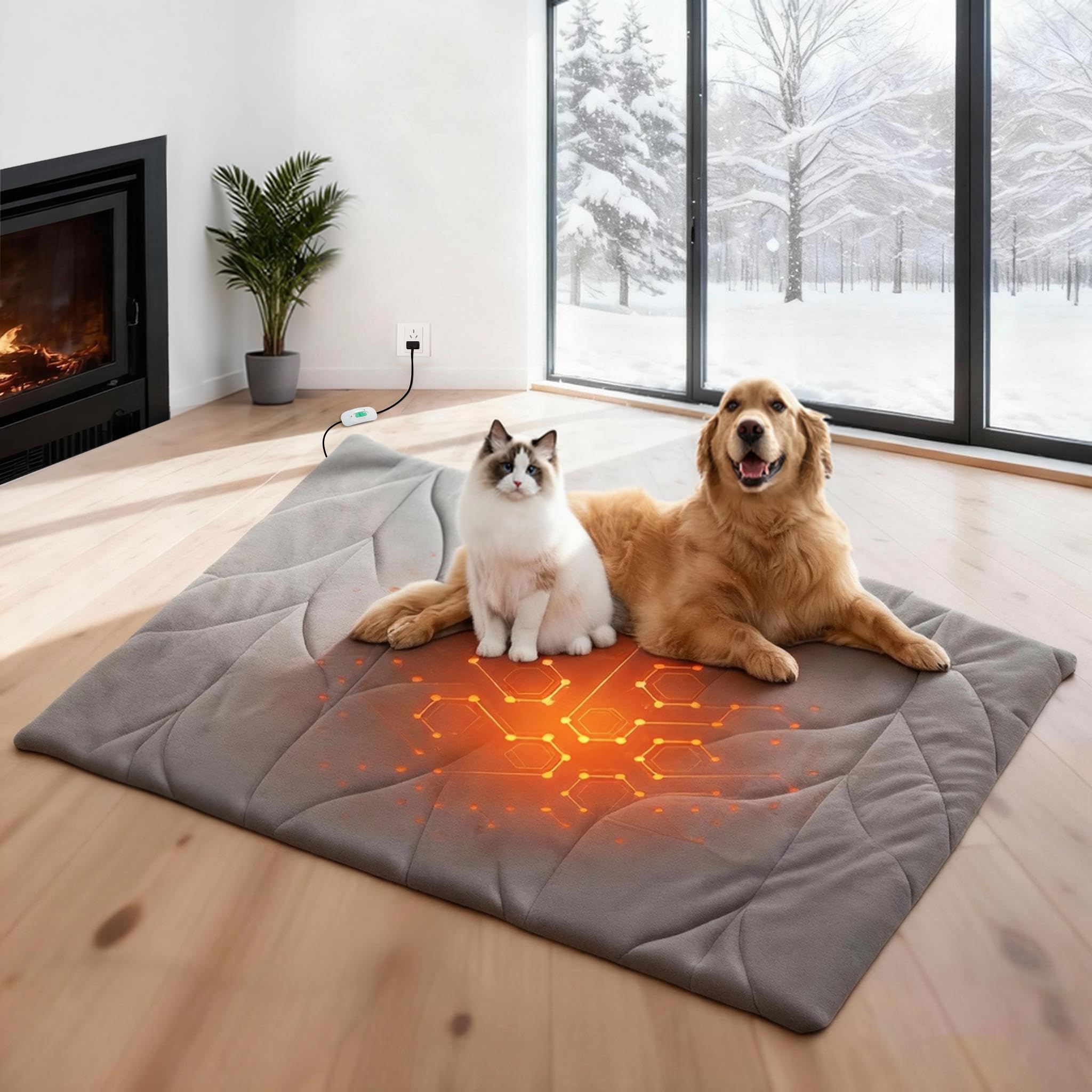 Photo 1 of Vagascape Dog Heating Pad (56"x40") - Waterproof Electric Heated Mat & Pet Bed for Indoor and Outdoor Use, Chew Resistant Cord, Machine Washable Cover with Wheat Pattern Quilting, for Cats and Pets