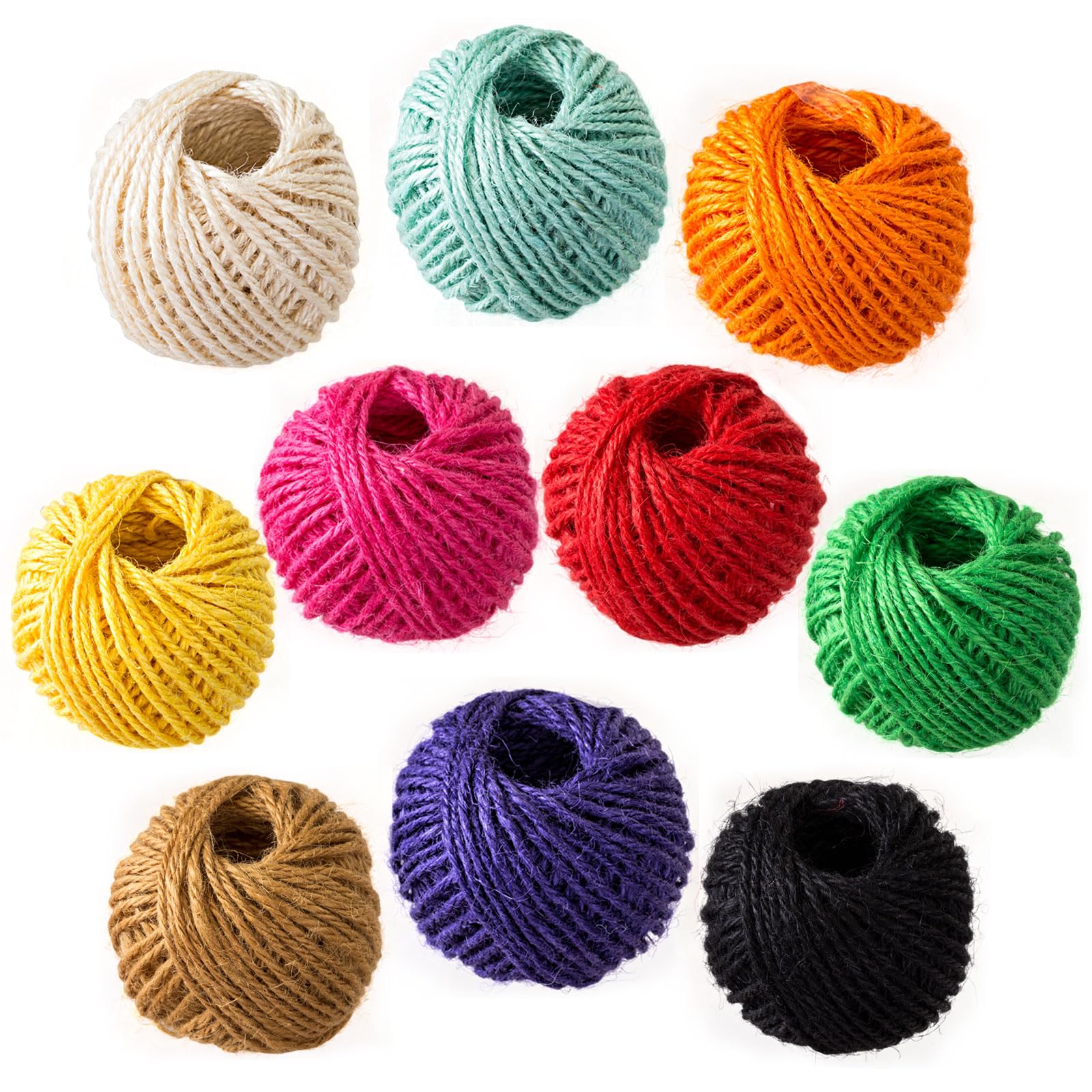 Naler Jute Twine 10 Rolls 82 Feet (25M) 2mm 3 Ply Natural String for Artworks, Gift Wrapping, Bottles Decorations, DIY Craft, and Home Garden Decor