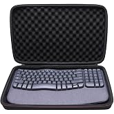 LTGEM Case for Logitech Wave Keys Wireless Ergonomic Keyboard, Black | Hard Eva Shell, Water-Resistant, Shock Protection, Soft Anti-Scratch Interior, Office Travel Carrying Storage Bag Case Only
