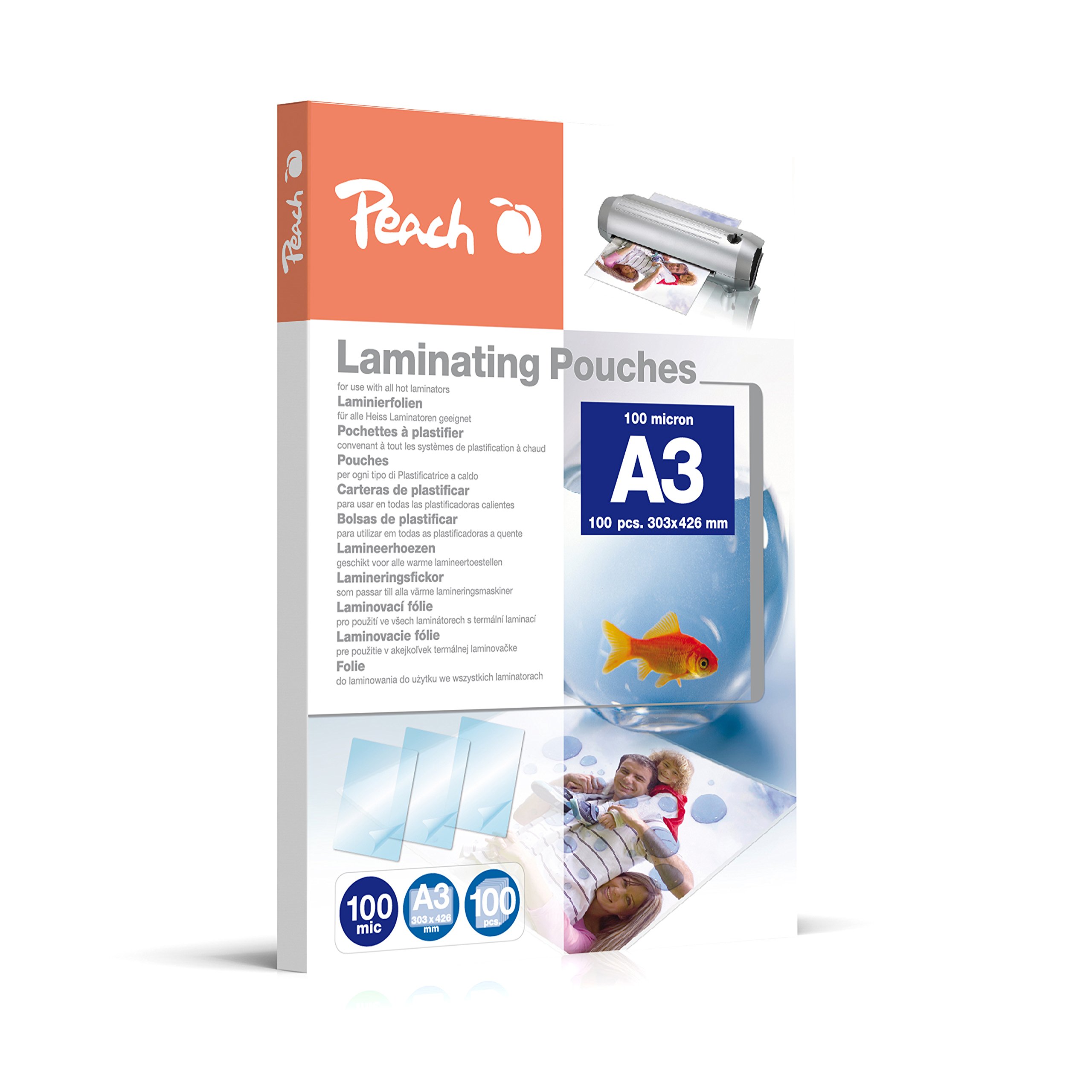 Peach Laminating Pouches A3, 100 mic, Glossy, PP500-01, Set of 100 — image 1