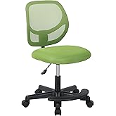 Amazon Basics Kids Adjustable Mesh Low-Back Swivel Study Desk Chair with Footrest, Green