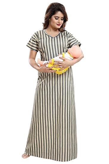 Women's Cotton Feeding/Maternity Nighty(Size:Free,Lengh:55