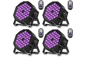 U`King Black Lights 72W UV LED Blacklight Glow in The Dark Black Light with Remote Control DMX Sound Activated Portable Black Light Strobe Lights for Parties Birthday Wedding DJ Bedroom Stage - 4 Pack