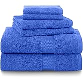 Martex 6-Piece 100% Ringspun Cotton Towel Set | Quick Dry | Super Absorbent & Soft | Lightweight | 2 Bath Towels | 2 Hand Towels | 2 Wash Cloths | Cobalt Blue
