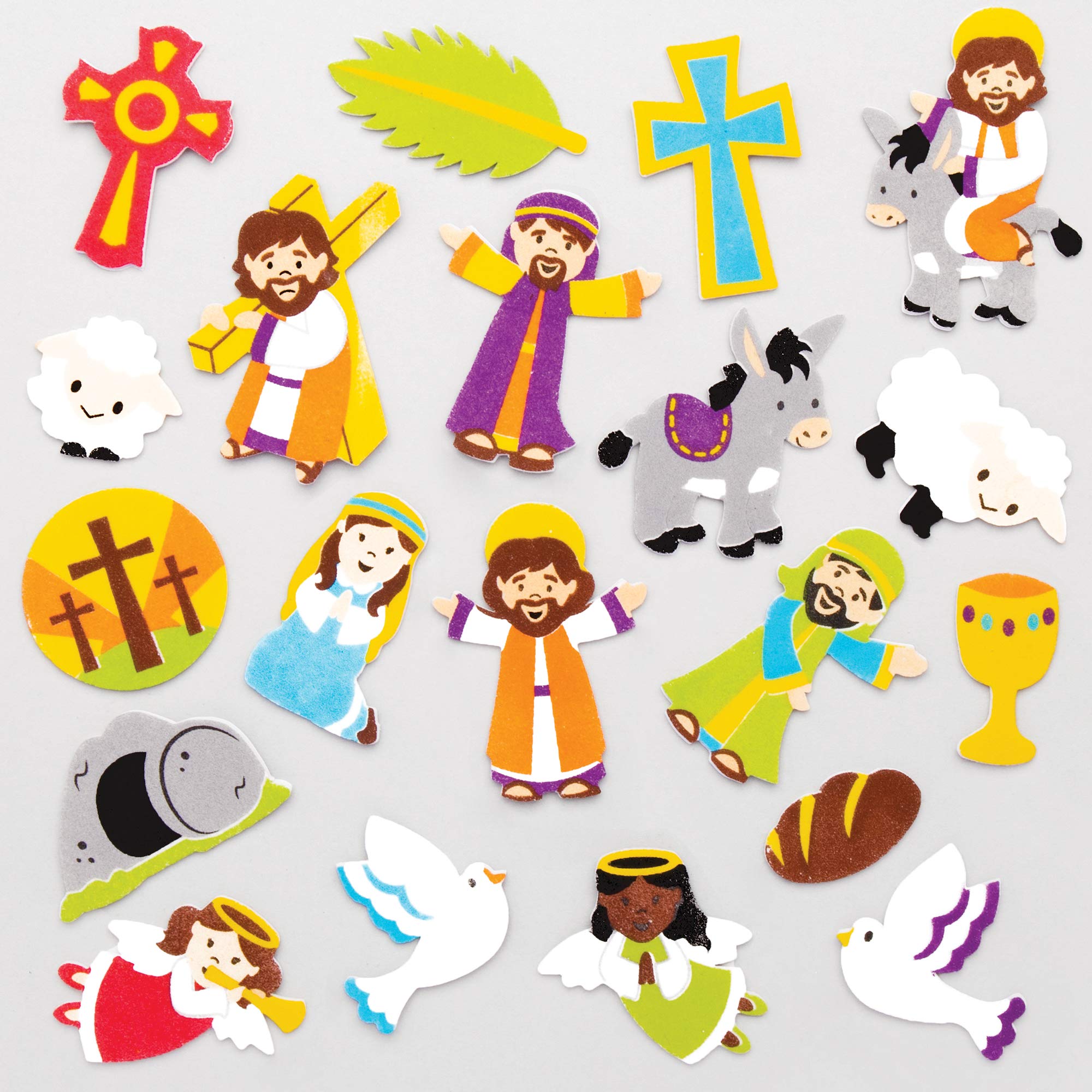 Baker Ross Holy Week Foam Stickers - Pack of 120, Christian Crafts for Kids (AT574)