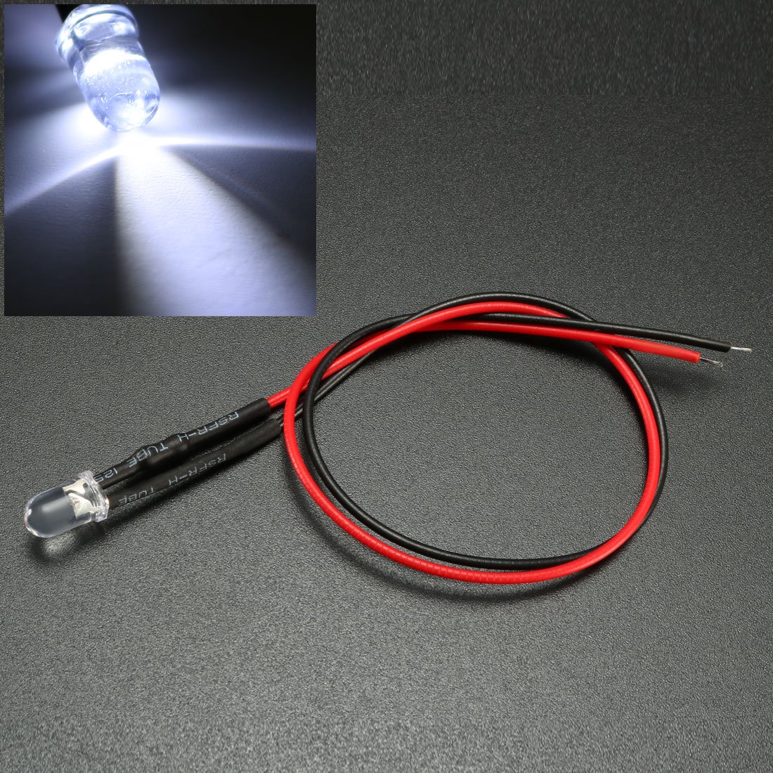 sourcing map 10Pcs 5mm Pre Wired LED, White DC3-6V Clear Lens, Light Emitting Diodes - Image 3