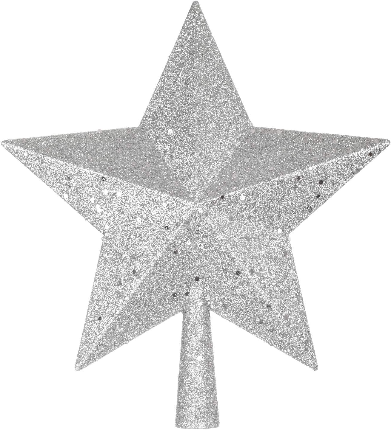 Tree Toppers - Artiflr 10Inch Christmas Tree Topper, Star Tree Topper Glittered Christmas Tree Decorations for Indoor Home Décor (Silver)