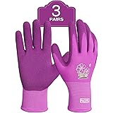 PACIFIC PPE 3 Pairs Gardening Gloves for women, Latex Coated Garden Gloves, Breathable, Medium Size fits Most, Purple