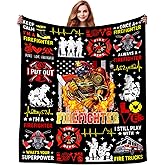 Firefighter Gifts Blanket Fire Fighter Throw Blankets Soft Cozy Fleece Flannel Blankets Fireman Gifts for Men Boys Adults Stuff Couch Bed Room Decor 50"X40"