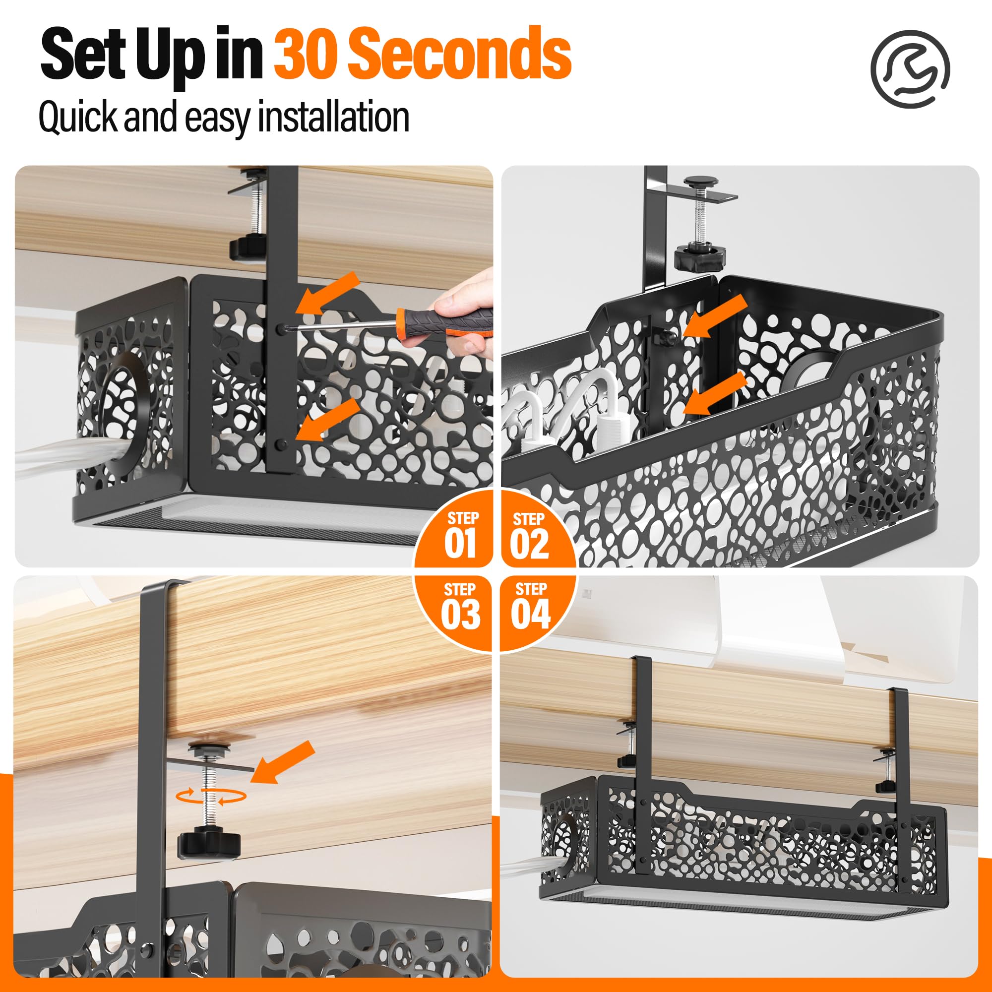 Mua Under Desk Cable Management Tray No Drill, Cinati Upgraded Clamp ...