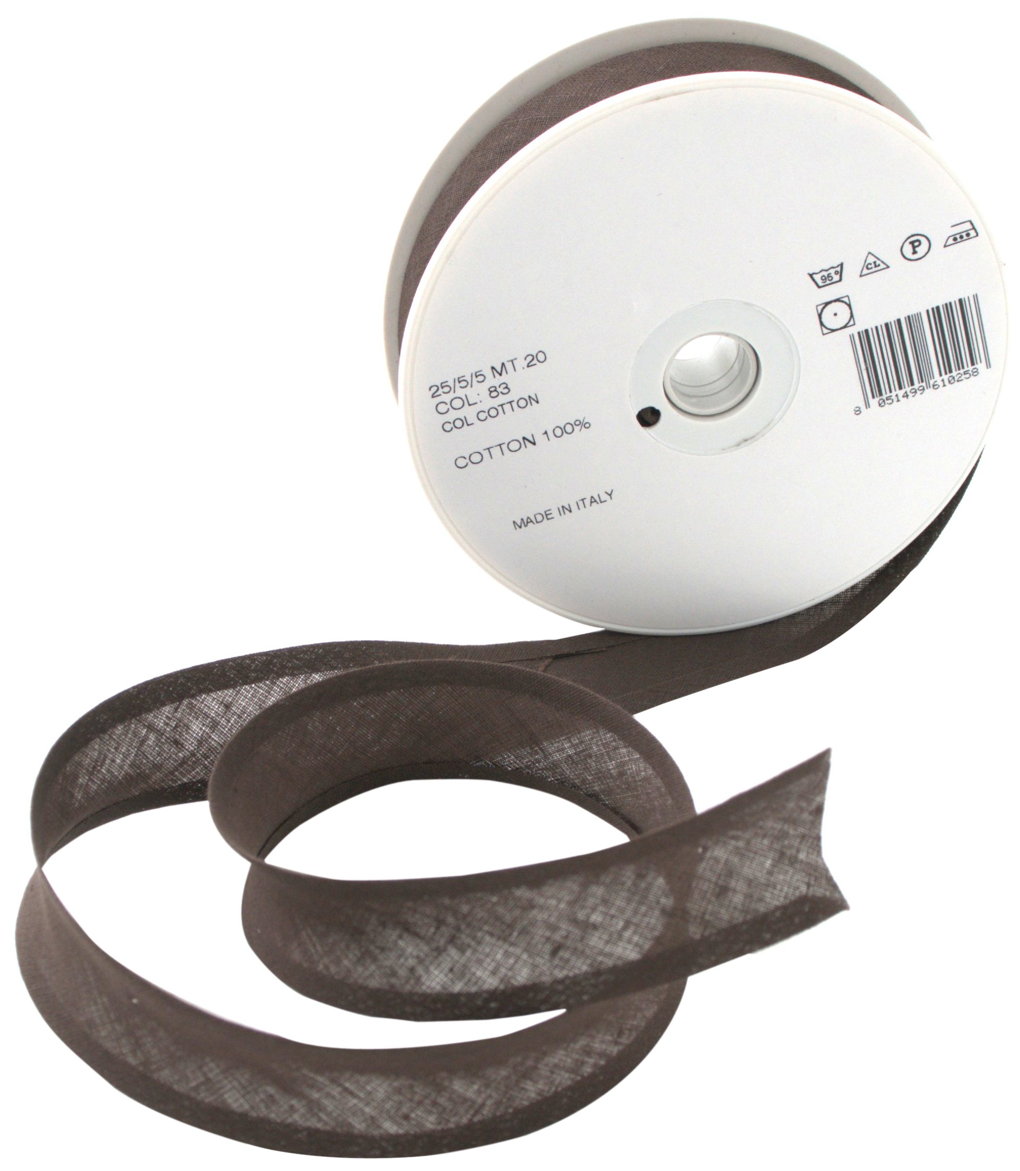Trimz 25/5/5 mm Cotton Bias Binding, Brown 83 – Double‑Fold Sewing Tape for Quilting, Dressmaking & DIY Crafts