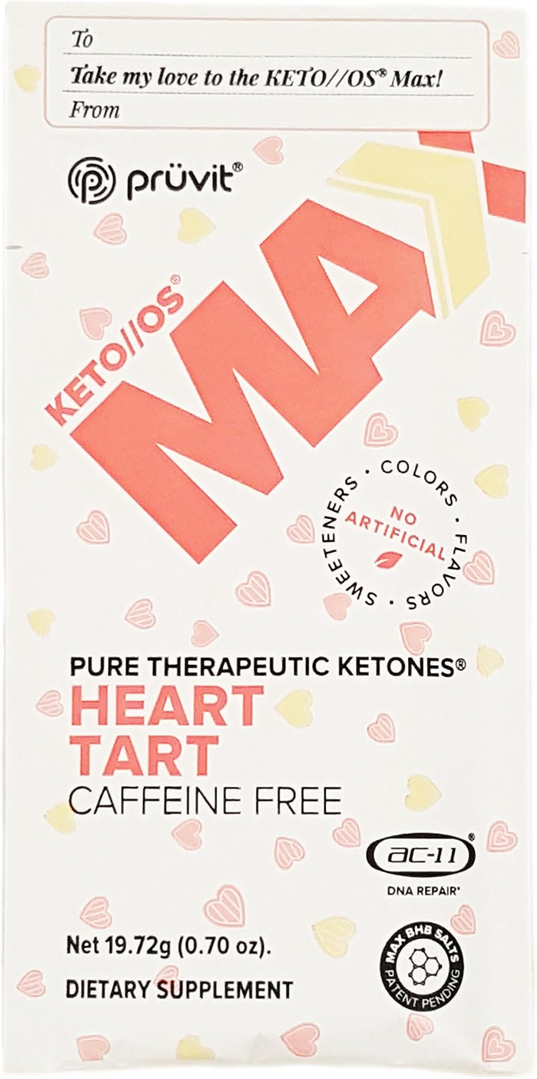 Pruvit KETO OS MAX Heart Tart Caffeine Free 3 Pack