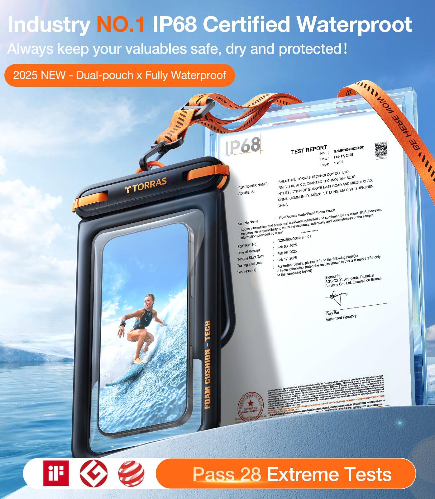 TORRAS IP68 Waterproof Phone Pouch Double Space, Floating Waterproof Phone Case with Lanyard for iPhone 17 Pro Max 16 15 14 S25 S24, Phone Dry Bag Vacation Cruise Ship Travel Essentials 7.0'', Black