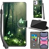 Salanheo Case Wallet for iPhone 11, with [3 Card Slots], Kickstand Magnetic Closure PU Leather Shockproof Protective Flip Cover 6.1", Butterfly