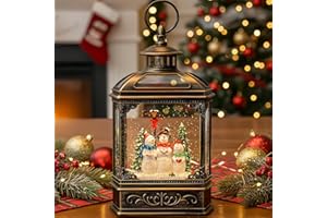 QUALDOUT Christmas Snow Globe Swirling Glittering Snowman Choir with Music & Timer, USB Lined/Battery Operated Lighted Water Lantern for Christmas Festival Decoration Gifts