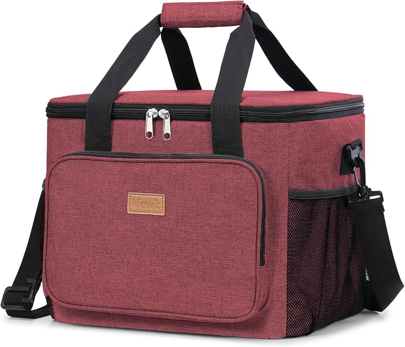 Lifewit Lunch Bag 24L Insulated Cooler Burgundy 40 Cans Soft Tote