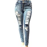 Jack David Womens Plus Size Distressed Ripped Blue Skinny Denim Jeans Pants