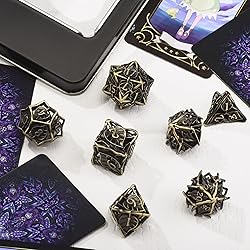 AUSTOR Metal DND Dice Set 7 Pieces Leaf DND Dice