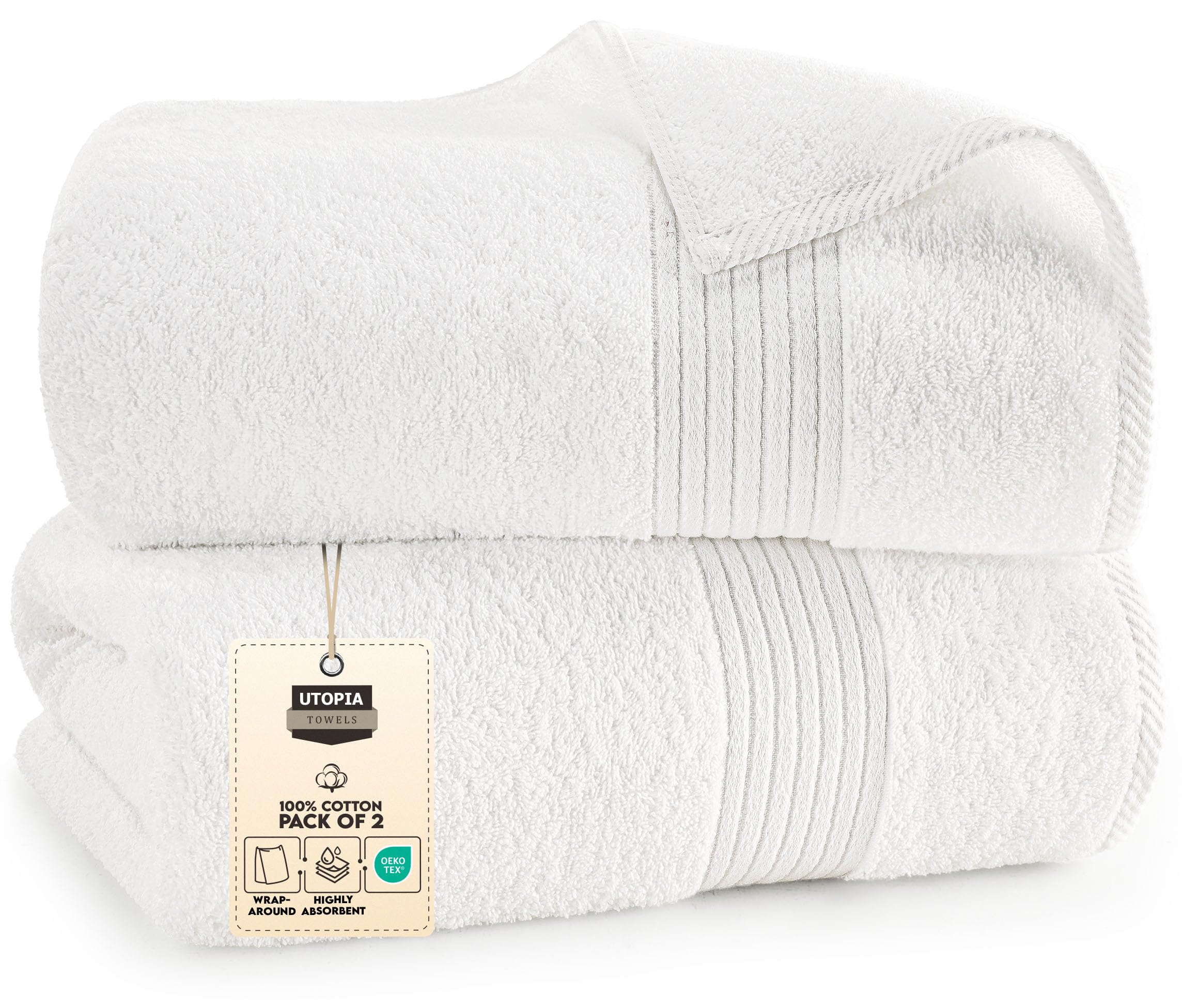 Utopia Towels – Luxurious Jumbo Bath Sheet - 100% Combed Ring-Spun Cotton, Ultra Soft and Highly Absorbent, Thick Large Bathroom Towels 90 x 180 CM's, Large Bathroom Towel (White)