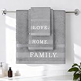Hahafelt 3 Pcs Decorative Embroidered Bathroom Towel Set 100% Cotton 1 Bath 1 Hand and Wash Cloth Farmhouse Large Size 500 GSM Highly Absorbent Towel for Home Bathroom Gym Hand Drying Shower Supplies