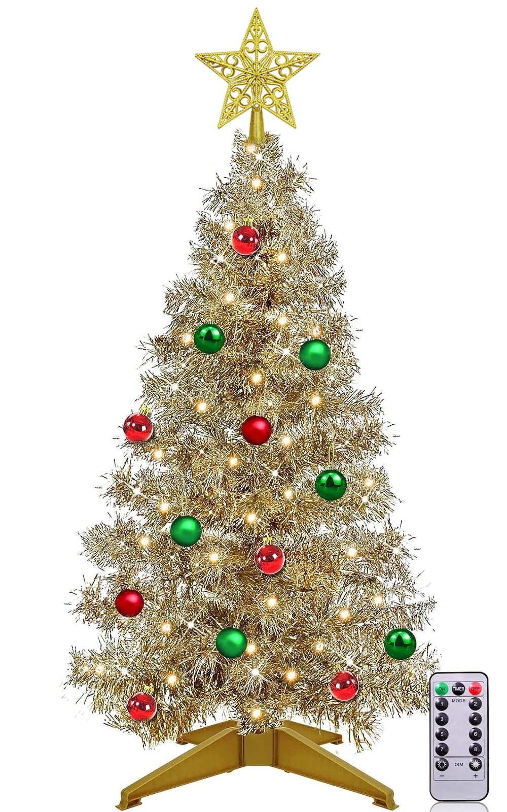 Photo 1 of Remote Control&Timer&8 Modes 3 Ft Blue Christmas Tree with DIY 50 Warm Lights 15 Ball 3D Star Battery Operated Pencil Mini Tabletop Small Christmas Tree Xmas Tree Indoor Table Home Hanukkah Decor