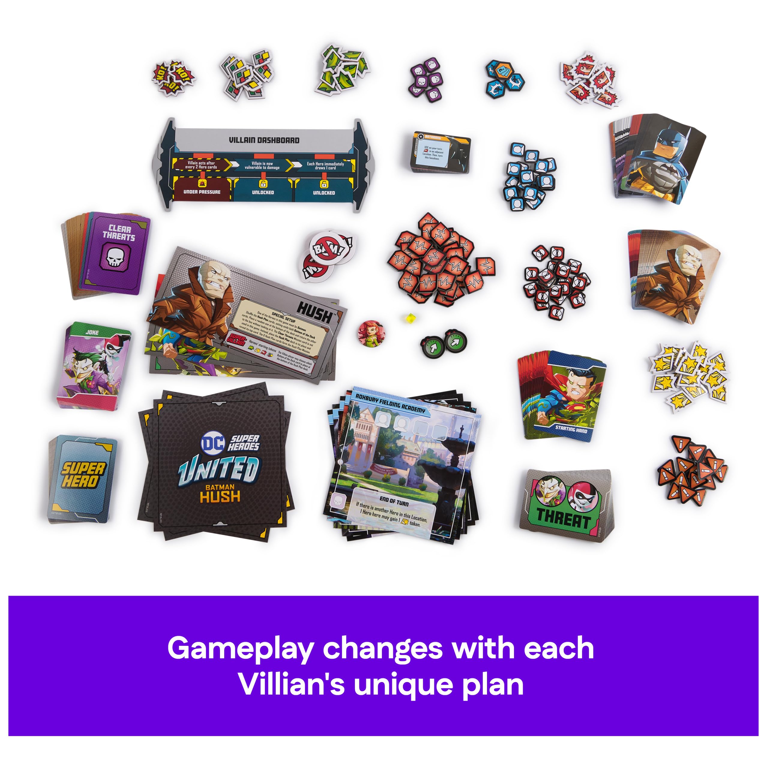 Spin Master Games, DC United Super Heroes: Batman Hush, Cooperative Multiplayer Strategy Card Game for Teens & Adults, Collectible Miniatures, 1-5 Players, Stocking Stuffer Gift Ideas for Ages 14 & Up
