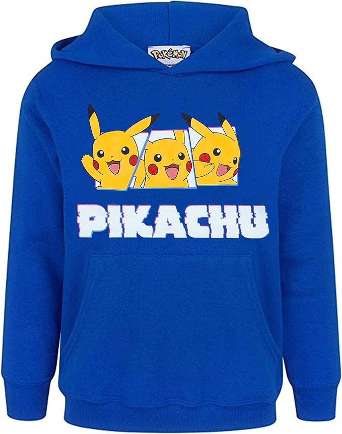 Pokemon Pikachu Character Boy's Kids Children's Blue Hoodie Jumper
