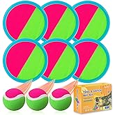 Aunnitery Outdoor Games, Toss and Ball Set with 6 Paddles and 3 Balls, Perfect Yard Games Outdoor Toys Games for Kids Ages 4-8 Easter Gifts for Kids/Adults/Family