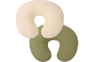 Onacosht Muslin Nursing Pillow Cover 2 Pack 100% Cotton Ultra Soft Breastfeeding Pillow Covers for Baby Boy and Girl, Light Green and Beige