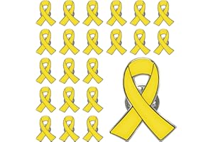 JOIXY 12/25/50/100/200 pieces Metal Yellow Ribbon Pin Awareness Ribbon lapel Pins Bone Cancer Awareness Support Campaign Charity Donation Event Gift Accessories Brooch pins bulk