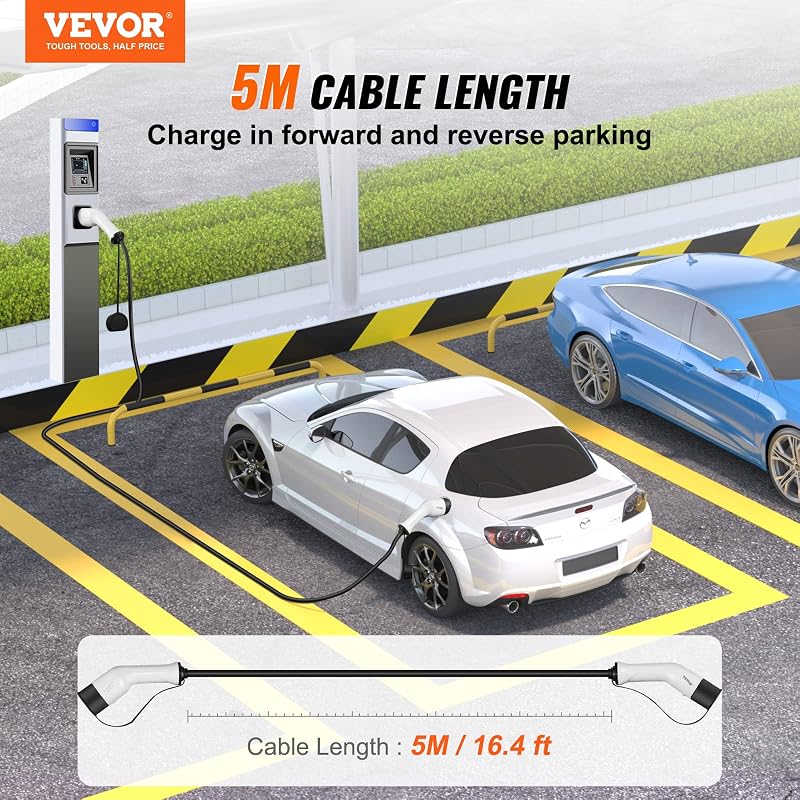 Câble de Recharge EV de Type 2 à Type 2 Chargement Monophasé Véhicule Électrique 32 A 22 kW 5,5 m IP66 Étanche avec Sac de Transport pour IEC62196 Véhicule Électrique Hybride Rechargeable CE TÜV