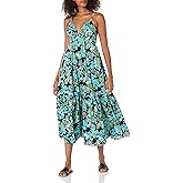 Moon River Womens Sweetheart Neck Sleeveless Back Cut-Out Tiered Shirred Smock Midi DressDress
