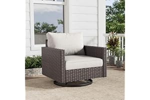 HUMMUH Outdoor Swivel Chairs,PE Wicker Patio Furniture Rocker Glider Chairs for Porch Balcony Deck Garden
