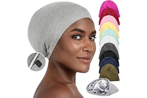 CAPLORD Silk Satin Bonnet Hair Cover Sleep Cap for Sleeping Beanie Hat Adjustable Stay On Headwear Lined Natural Nurse Cap for Women