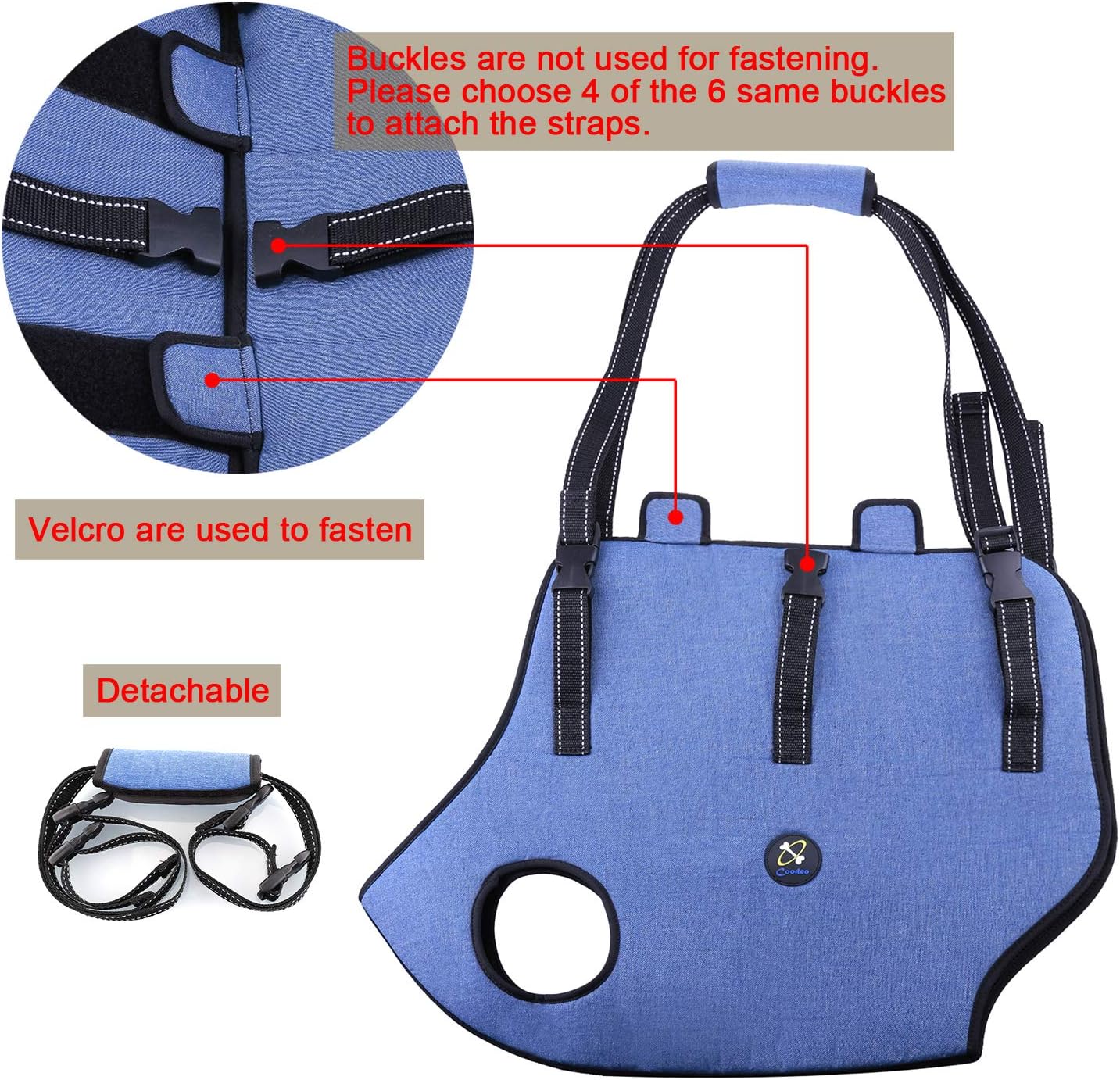 Amazon Com Coodeo Dog Lift Harness Pet Support Rehabilitation Sling Lift Adjustable Padded Breathable Straps For Old Disabled Joint Injuries Arthritis Loss Of Stability Dogs Walk Small Kitchen Dining