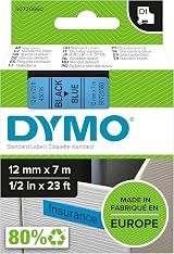 Dymo Authentic D1 Labels Black on Blue Tape 12 mm x 7 m for LabelManager