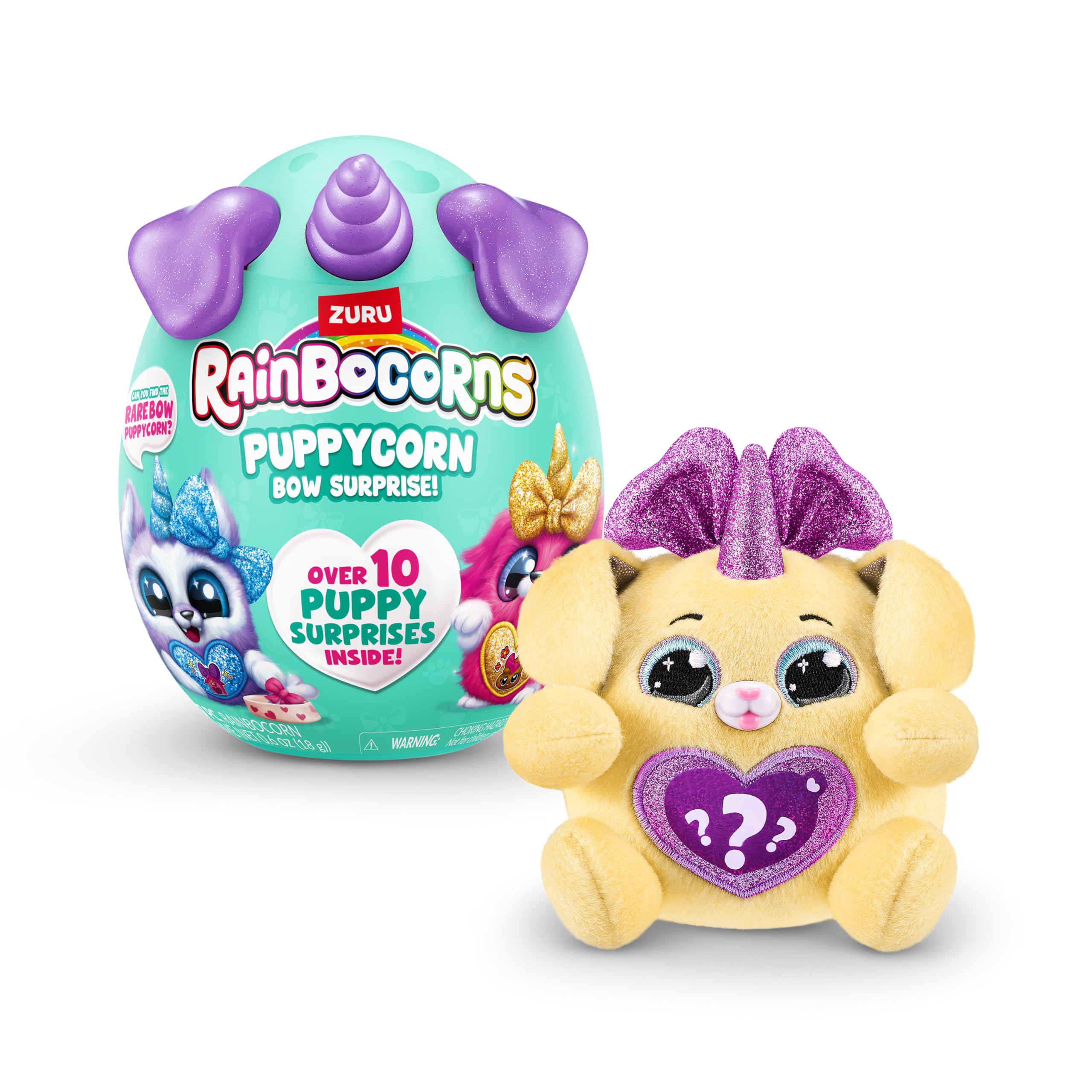 Rainbocorns Puppycorn Bow Surprise, Puppycorn Series 3, Sandy the Labrador - Collectible Plush - 5 Layers of Surprises, Peel and Reveal Heart, Stickers, Slime, Ages 3+ (Labrador)