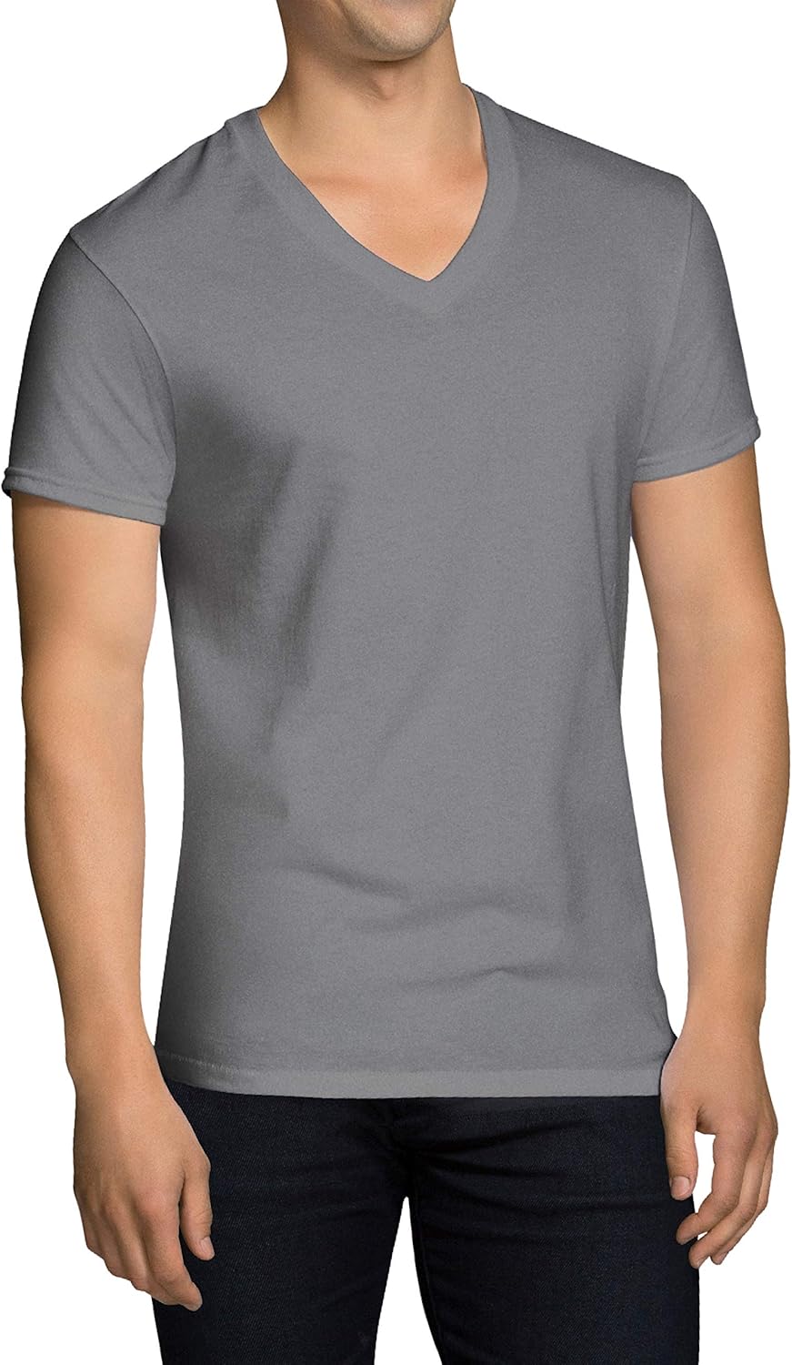 Fruit of the Loom Men's Stay Tucked V-Neck T-Shirt at  Men’s Clothing store