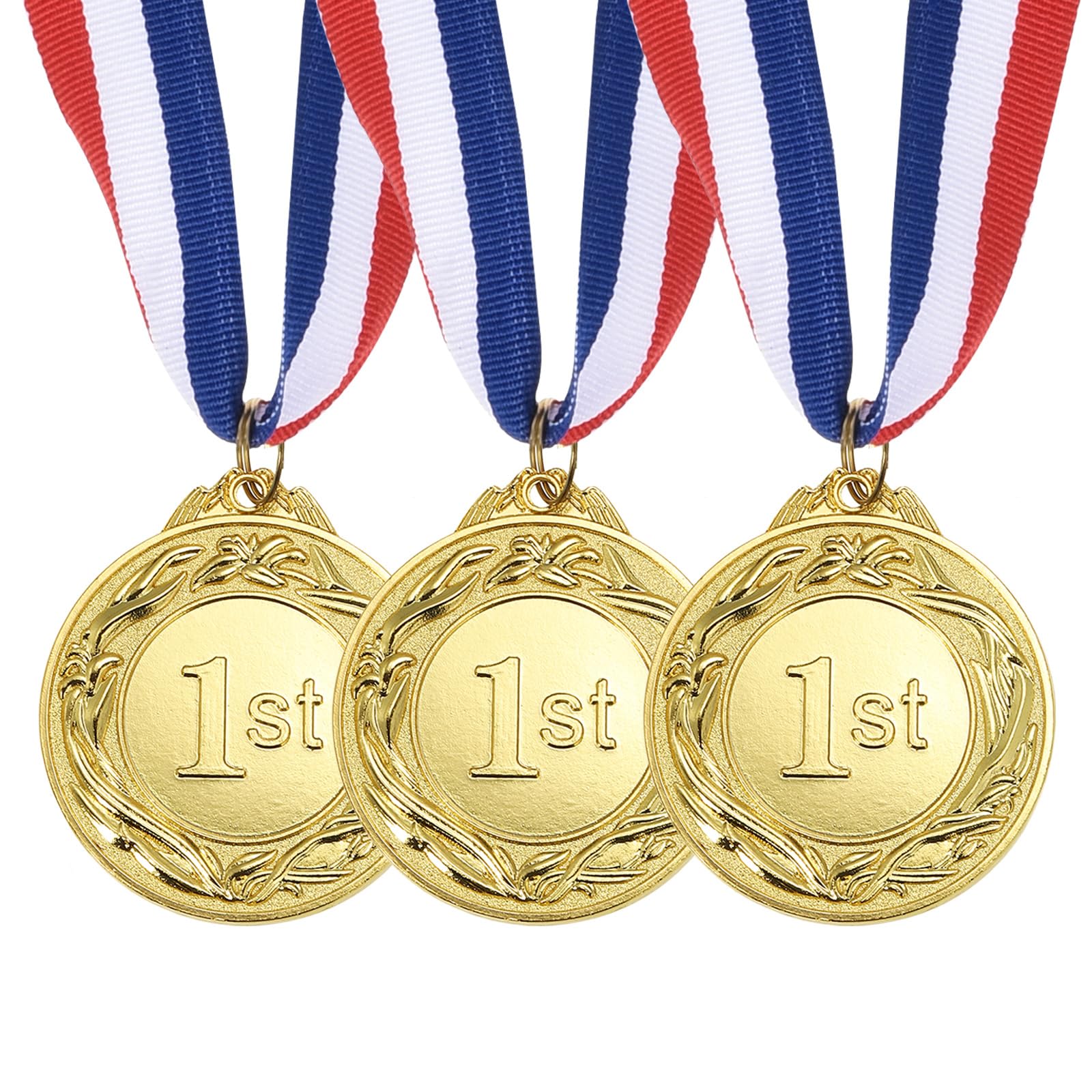 PATIKIL Gold Award Medals 2.6 Inch, 3 Pieces Winner Award Medals 1st Place Gold Prize Style with Neck Ribbon for Games Sports Competitions