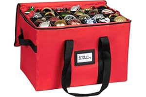 HOLDN’ STORAGE Christmas Ornament Storage Container,Box Stores Up to 96, Adjustable Dividers, Large Organizer Bin to Protect and Store Holiday Décor