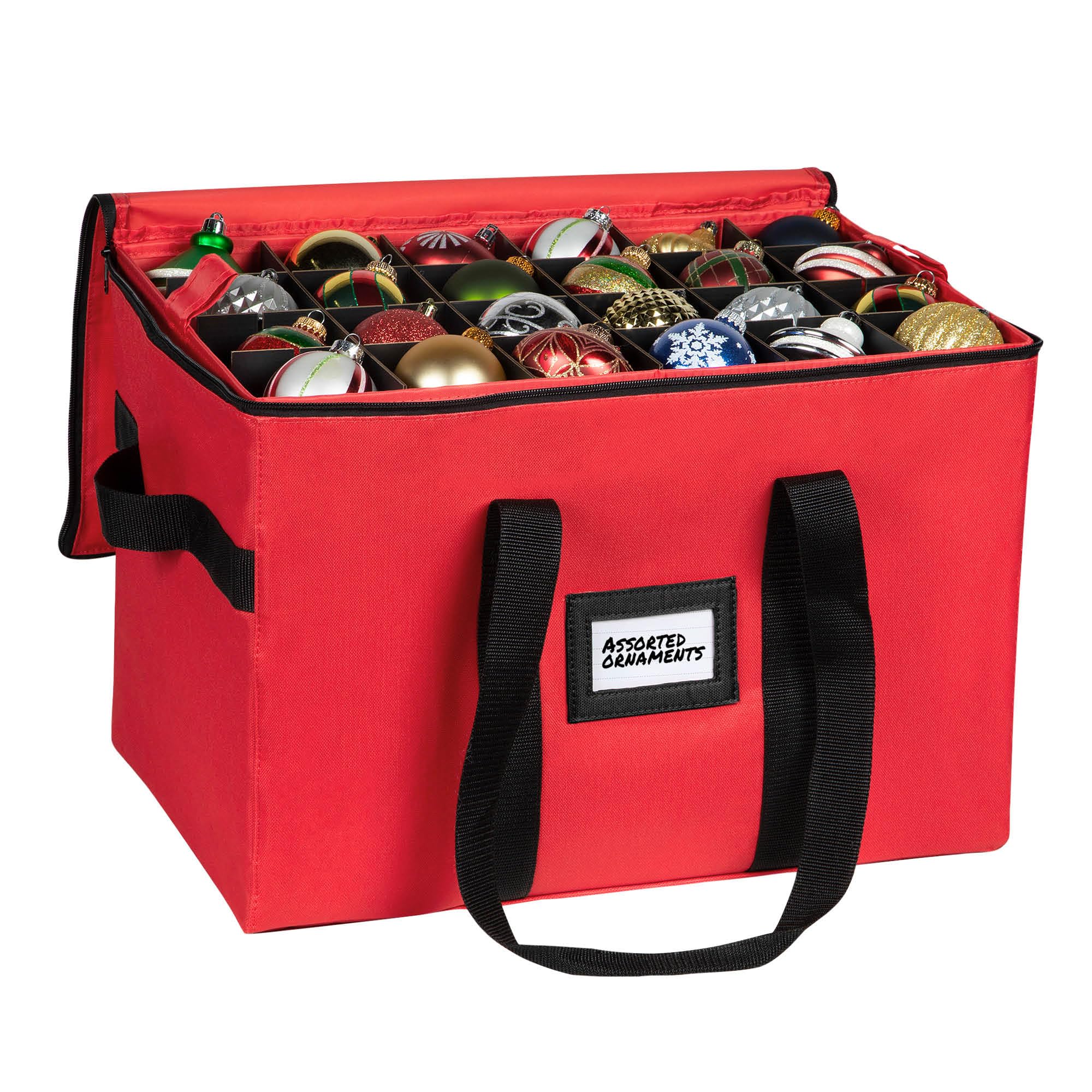 Christmas Ornament Storage Container,Box Stores Up to 96, Adjustable Dividers, Large Organizer Bin to Protect and Store Holiday Décor Image