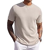 COOFANDY Men's Waffle T-Shirts Short Sleeve Casual Crew Neck Shirt Cotton Summer Plain Pullover Tees