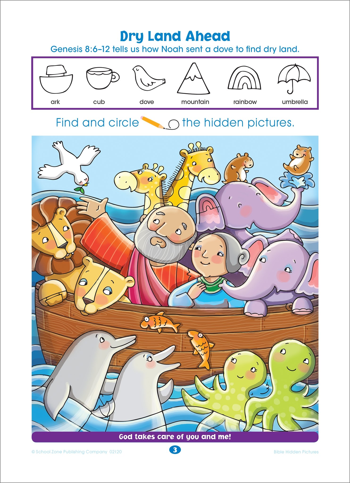 School Zone Bible Hidden Pictures! Workbook: 32 Pages, Preschool, Kindergarten, Christian Scripture, Old & New Testament, Search & Find, Picture Puzzles, Ages 4 to 6