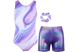 MODAFANS Gymnastics Leotards for Girls Sparkly Dance Unitards Biketards Black Activewear for Girls 4-13Years