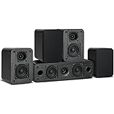 Saiyin 5.0 Channel Surround Sound Systems for Home Theater | 160 Watts Peak Power | Passive Speakers with Black Classic Retro Wood Grain | Amplifier or Receiver Required | Cable Not Included