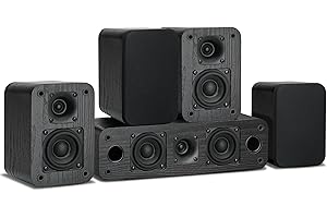 Saiyin 5.0 Channel Surround Sound Systems for Home Theater | 160 Watts Peak Power | Passive Speakers with Black Classic Retro Wood Grain | Amplifier or Receiver Required | Cable Not Included